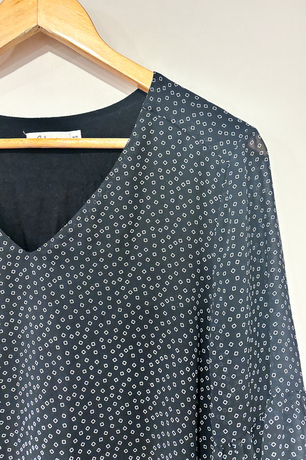 Tunique fluide noire motif losanges (m) seconde main Reitmans