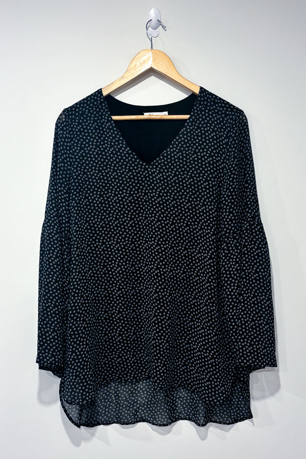 Tunique fluide noire motif losanges (m) seconde main Reitmans