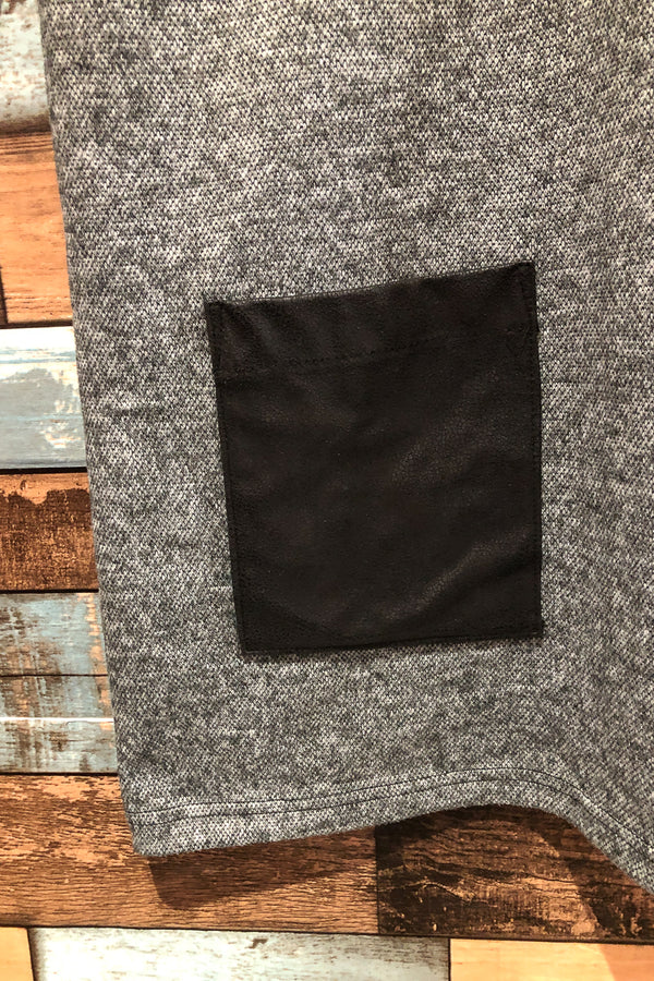 Tunique grise avec faux cuir (m) seconde main ML Création