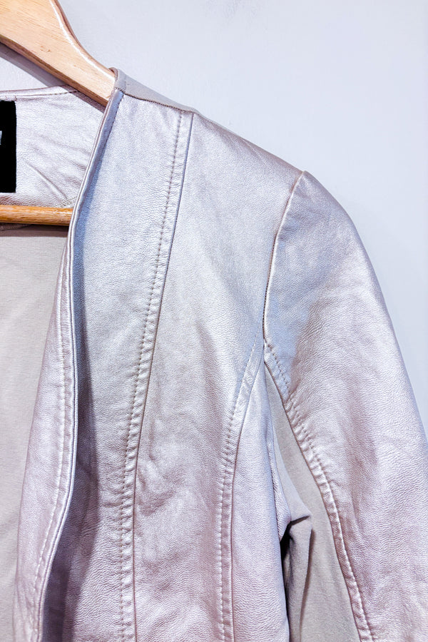 Veste ouverte champagne faux cuir (xs)-Colori-La Penderie du Paradis 🕊