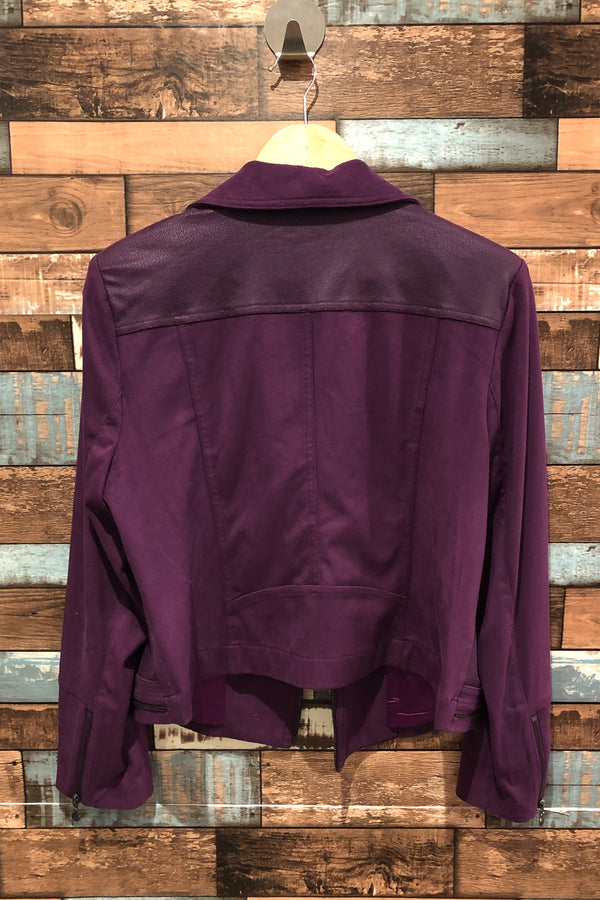 Veste ouverte mauve en suède (l) seconde main Laura