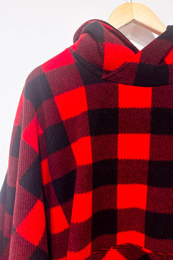 Poncho en flanelle rouge à carreaux (o/s)-Arseno-La Penderie du Paradis 🕊