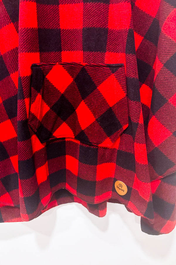 Poncho en flanelle rouge à carreaux (o/s)-Arseno-La Penderie du Paradis 🕊