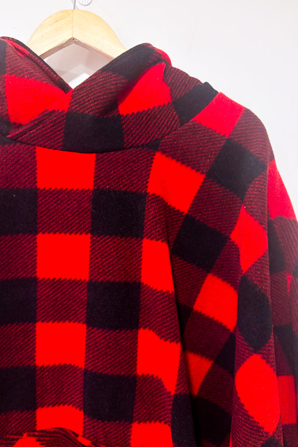 Poncho en flanelle rouge à carreaux (o/s)-Arseno-La Penderie du Paradis 🕊