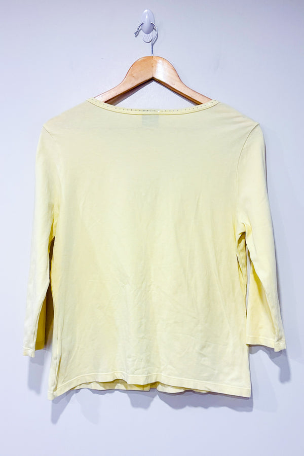 Cardigan jaune pâle à boutons et paillettes (m)-Tribal-La Penderie du Paradis 🕊