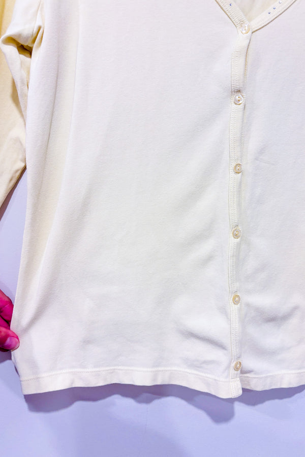 Cardigan jaune pâle à boutons et paillettes (m)-Tribal-La Penderie du Paradis 🕊