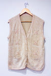 Cardigan vintage beige sans manche beige fleuri (l)-Autres-La Penderie du Paradis 🕊