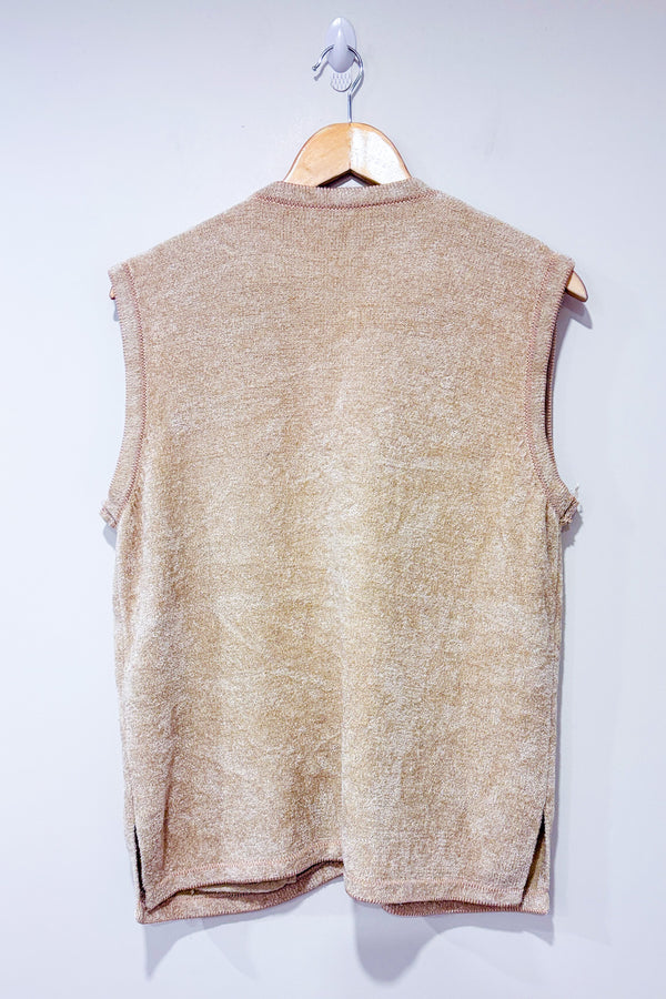 Cardigan vintage beige sans manche beige fleuri (l)-Autres-La Penderie du Paradis 🕊