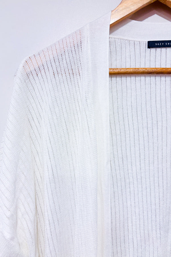 Cardigan ouvert blanc en maille (xl)-Suzy Shier-La Penderie du Paradis 🕊