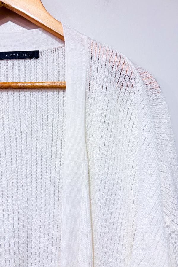 Cardigan ouvert blanc en maille (xl)-Suzy Shier-La Penderie du Paradis 🕊
