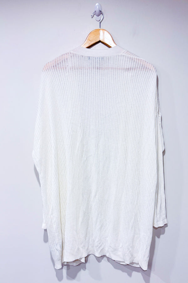 Cardigan ouvert blanc en maille (xl)-Suzy Shier-La Penderie du Paradis 🕊