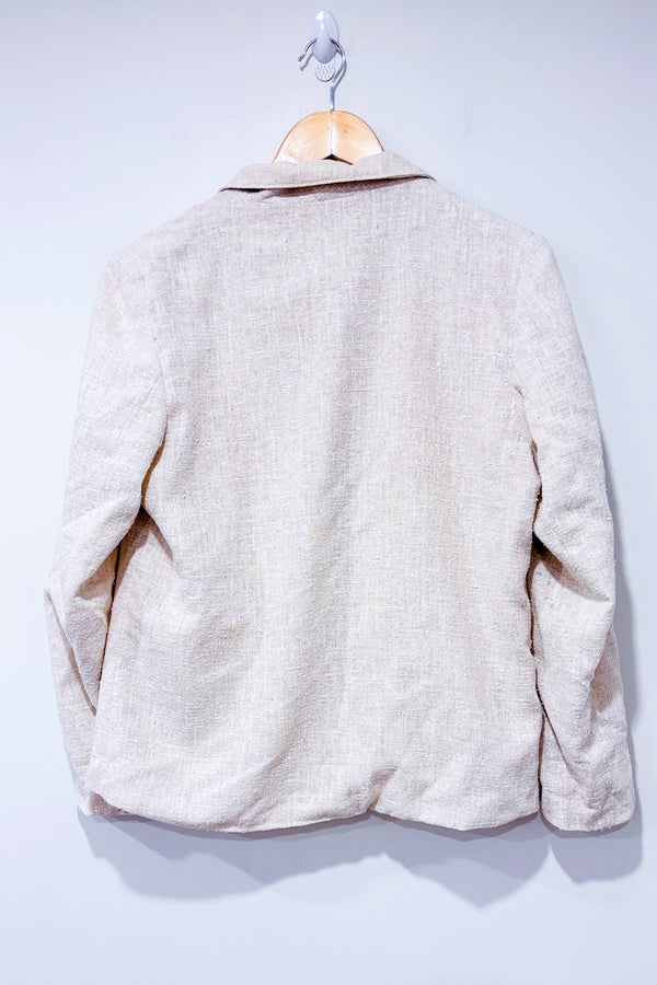 Veston vintage beige coton et lin (l)-Clichy-La Penderie du Paradis 🕊