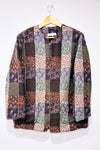 Veste vintage kaki et brune à carreaux en tricot (l)-San Francisco-La Penderie du Paradis 🕊