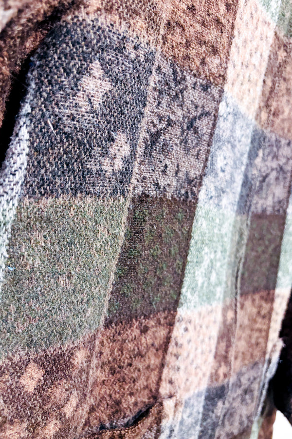 Veste vintage kaki et brune à carreaux en tricot (l)-San Francisco-La Penderie du Paradis 🕊