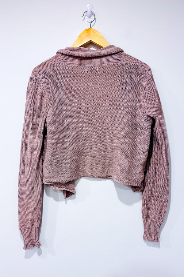 Cardigan ouvert en maille mauve scintillant (m)-Reitmans-La Penderie du Paradis 🕊