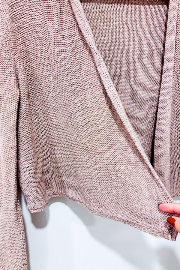 Cardigan ouvert en maille mauve scintillant (m)-Reitmans-La Penderie du Paradis 🕊