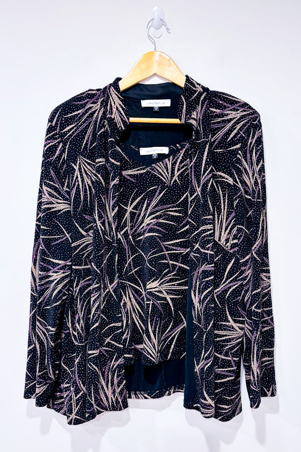 Cardigan ouvert noire et mauve scintillant (1X)*-Laura-La Penderie du Paradis 🕊