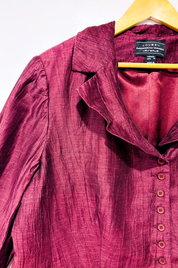 Veston bourgogne en lin (xl)-Louben-La Penderie du Paradis 🕊