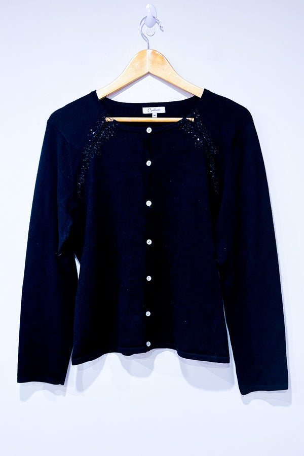 Cardigan noir avec petites billes (m)-Carducci-La Penderie du Paradis 🕊