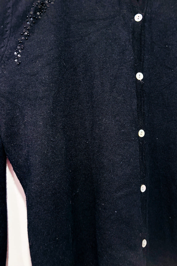 Cardigan noir avec petites billes (m)-Carducci-La Penderie du Paradis 🕊