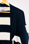 Cardigan ouvert vintage en laine marine et blanc (s)-Lyse Spenard-La Penderie du Paradis 🕊