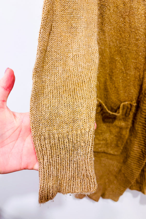 Cardigan ouvert taupe en tricot seconde main - Véro Collection- La Penderie du Paradis