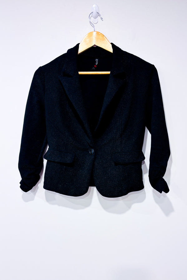 Veston court noir et or scintillant seconde main - Colori- La Penderie du Paradis