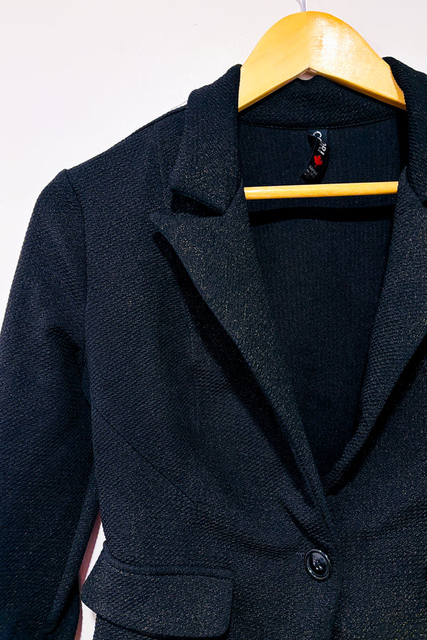 Veston court noir et or scintillant seconde main - Colori- La Penderie du Paradis