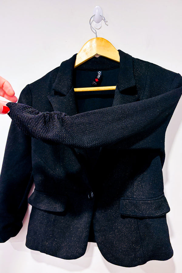 Veston court noir et or scintillant seconde main - Colori- La Penderie du Paradis