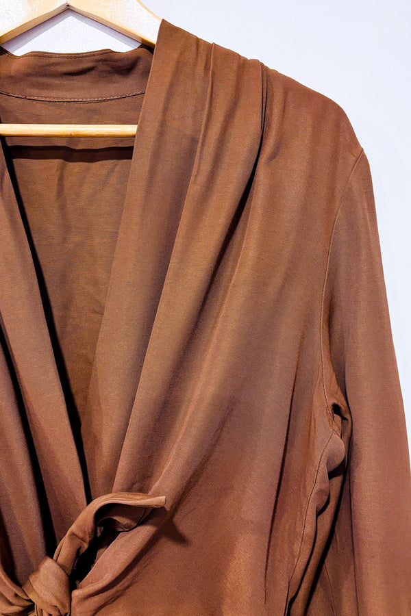 Veste vintage brune à nouer seconde main - Autres- La Penderie du Paradis