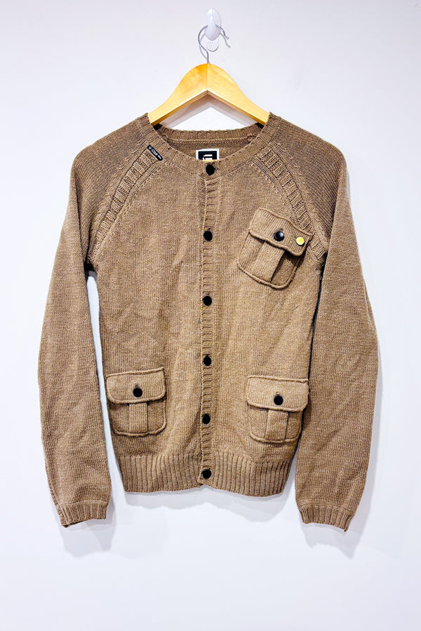 Cardigan en tricot taupe à boutons* seconde main - G-Star- La Penderie du Paradis