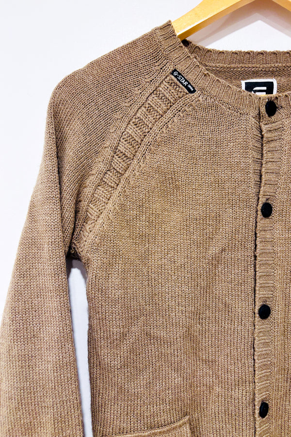 Cardigan en tricot taupe à boutons* seconde main - G-Star- La Penderie du Paradis