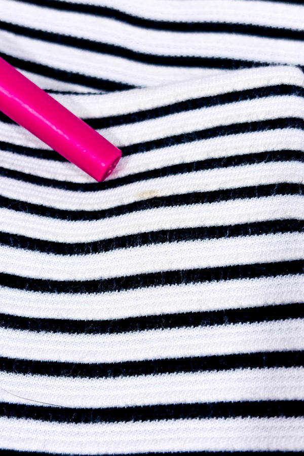 Veston Hendrix blanc et noir rayé en coton seconde main - BCBGMaxazria- La Penderie du Paradis
