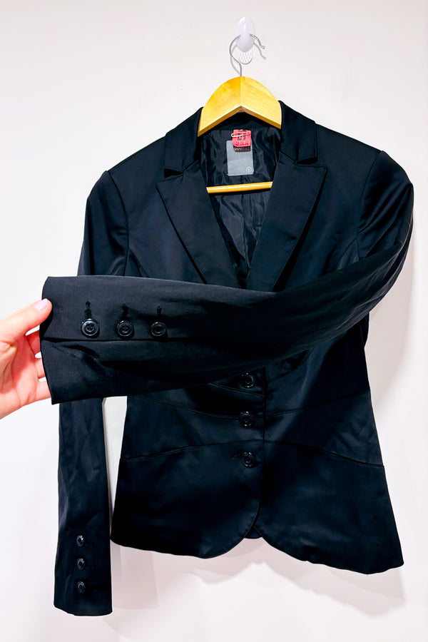 Veston noir satiné seconde main - Smart Set- La Penderie du Paradis
