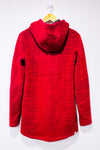 Veste en tricot framboise à capuchon intérieur en polar seconde main - Bench- La Penderie du Paradis