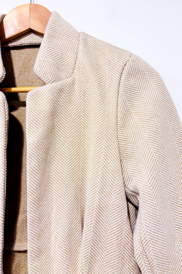 Veste ouverte beige épaisse à motifs chevrons seconde main - SHEIN- La Penderie du Paradis