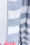 Cardigan ouvert long gris et crème rayé seconde main - Caroline Grace- La Penderie du Paradis