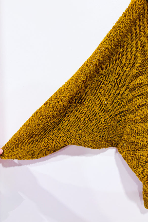 Cardigan en tricot ouvert safran* seconde main - Lucie Bournival- La Penderie du Paradis