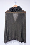 Cardigan vert en maille à nouer seconde main - Zen Den- La Penderie du Paradis