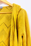 Cardigan ouvert jaune à capuchon en maille ajourée seconde main - Marled- La Penderie du Paradis