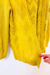Cardigan ouvert jaune à capuchon en maille ajourée seconde main - Marled- La Penderie du Paradis