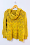 Cardigan ouvert jaune à capuchon en maille ajourée seconde main - Marled- La Penderie du Paradis