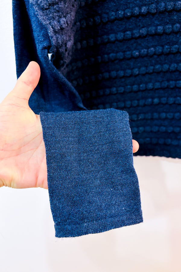 Veste ample en laine bouclée bleue à fermeture éclair* seconde main - Sarah Pacini- La Penderie du Paradis