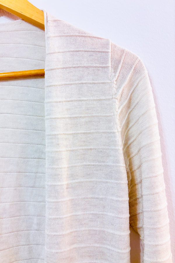 Cardigan ouvert crème texturé mi-long seconde main - Soyaconcept- La Penderie du Paradis
