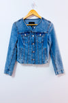 Veste en jean courte bleu pâle sans col* seconde main - Banana Republic- La Penderie du Paradis