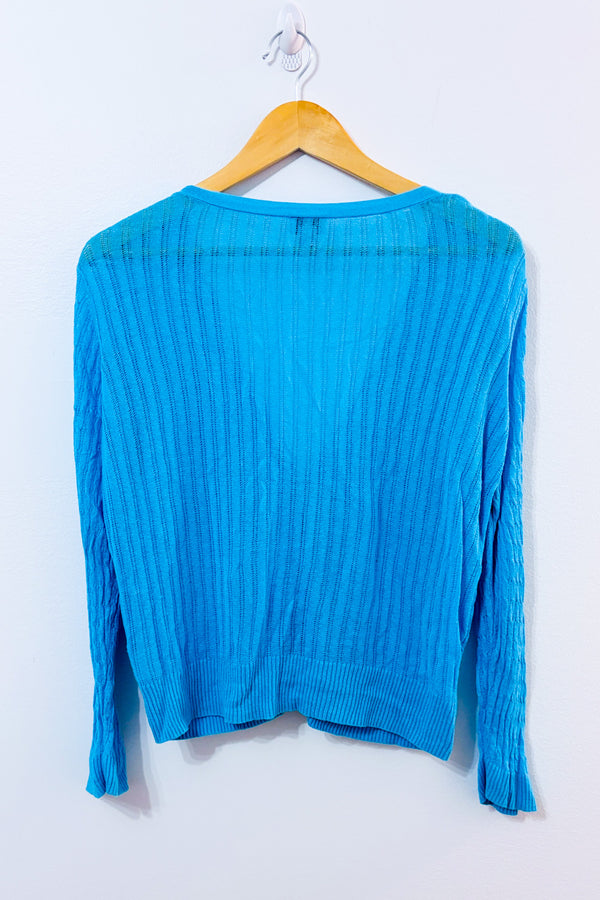 Cardigan en maille turquoise à boutons seconde main - Worthington- La Penderie du Paradis