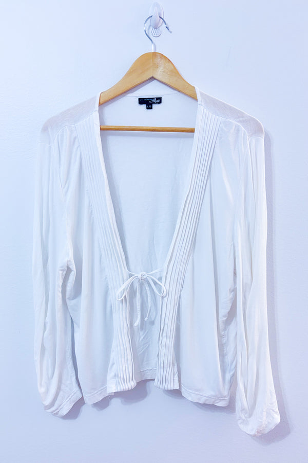 Cardigan blanc à nouer seconde main - Les Collections Mat- La Penderie du Paradis