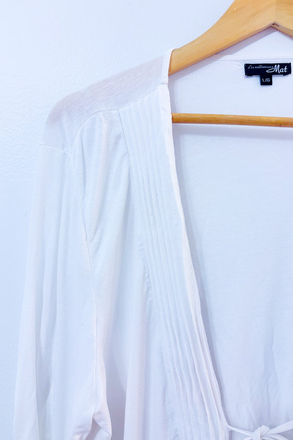 Cardigan blanc à nouer seconde main - Les Collections Mat- La Penderie du Paradis