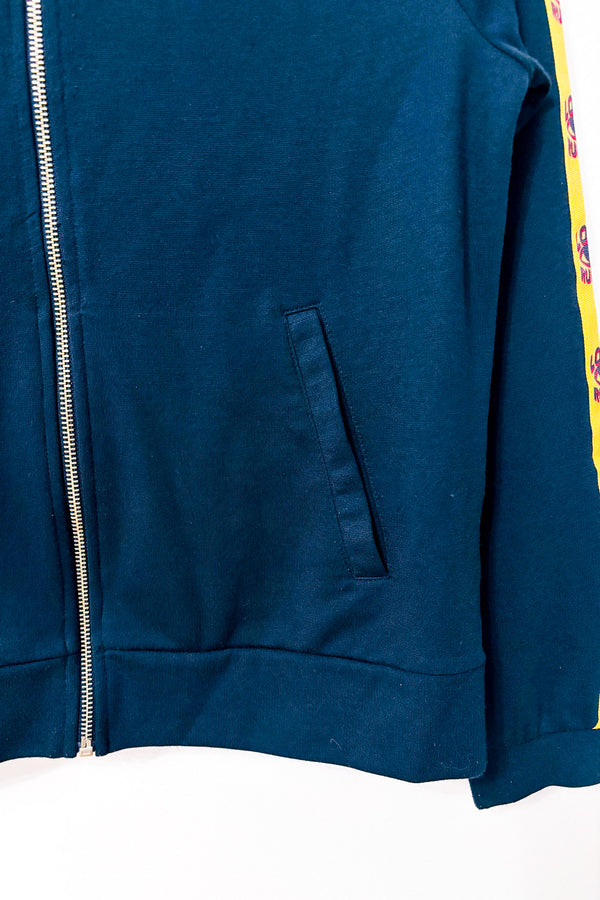 Veste track marine zippée à bandes jaunes* seconde main - Zoe Karssen- La Penderie du Paradis
