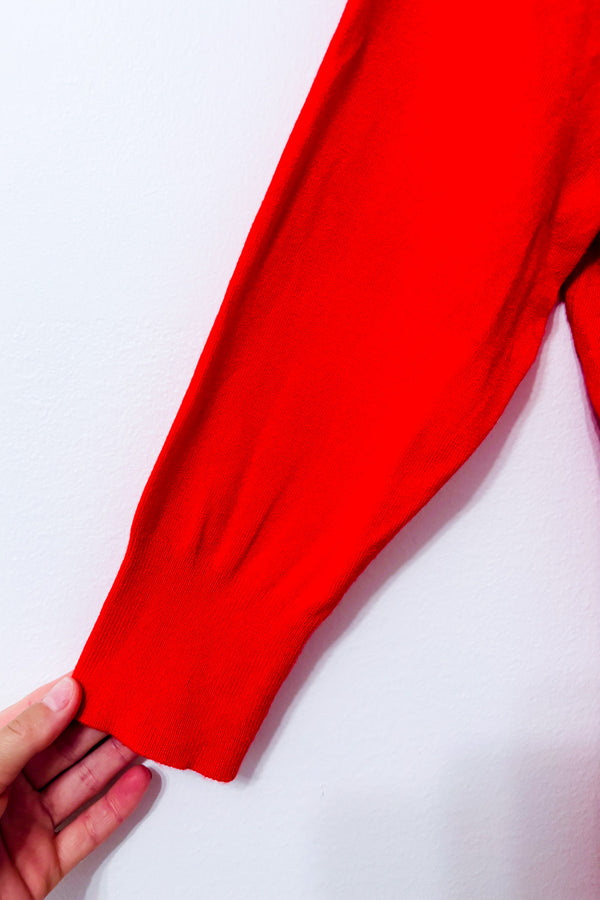 Cardigan long rouge à pierres noires seconde main - Bedo- La Penderie du Paradis